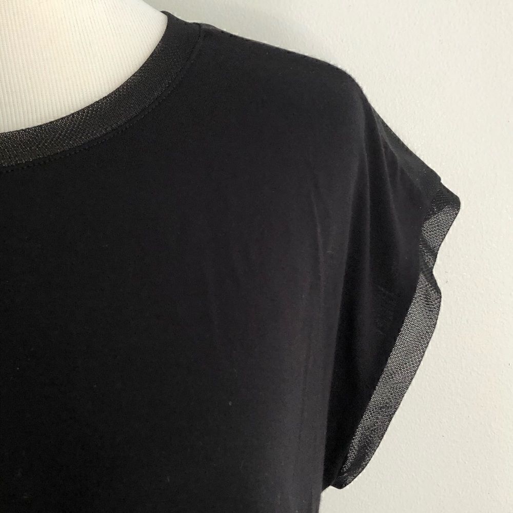 Tahari Black Shirt with Mesh Detailing - Picture 5 of 11